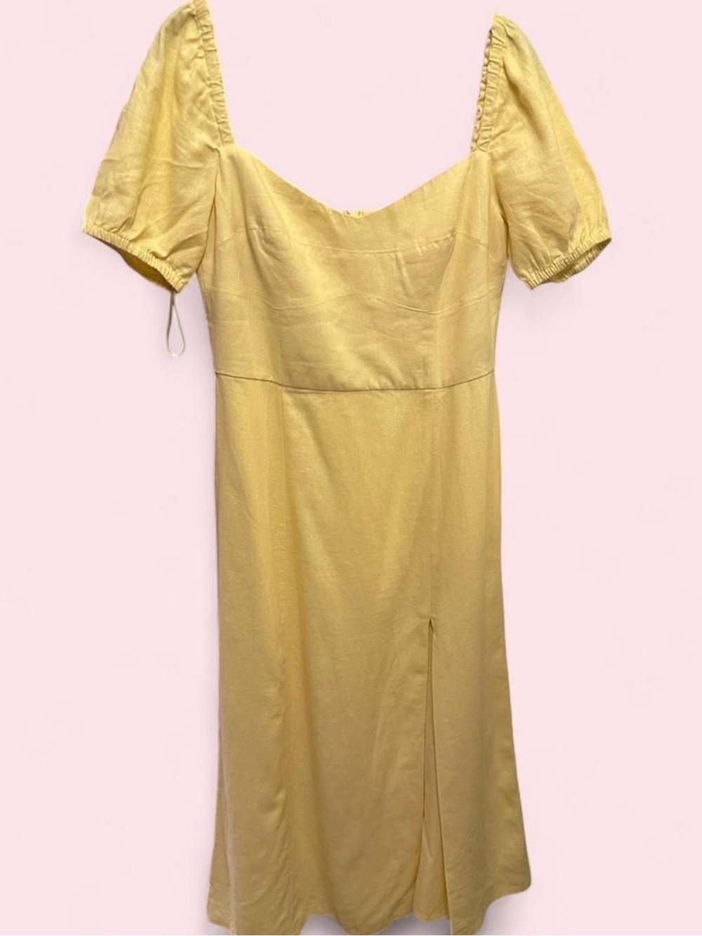 Bardot Yellow Puff-Sleeve Midi Dress